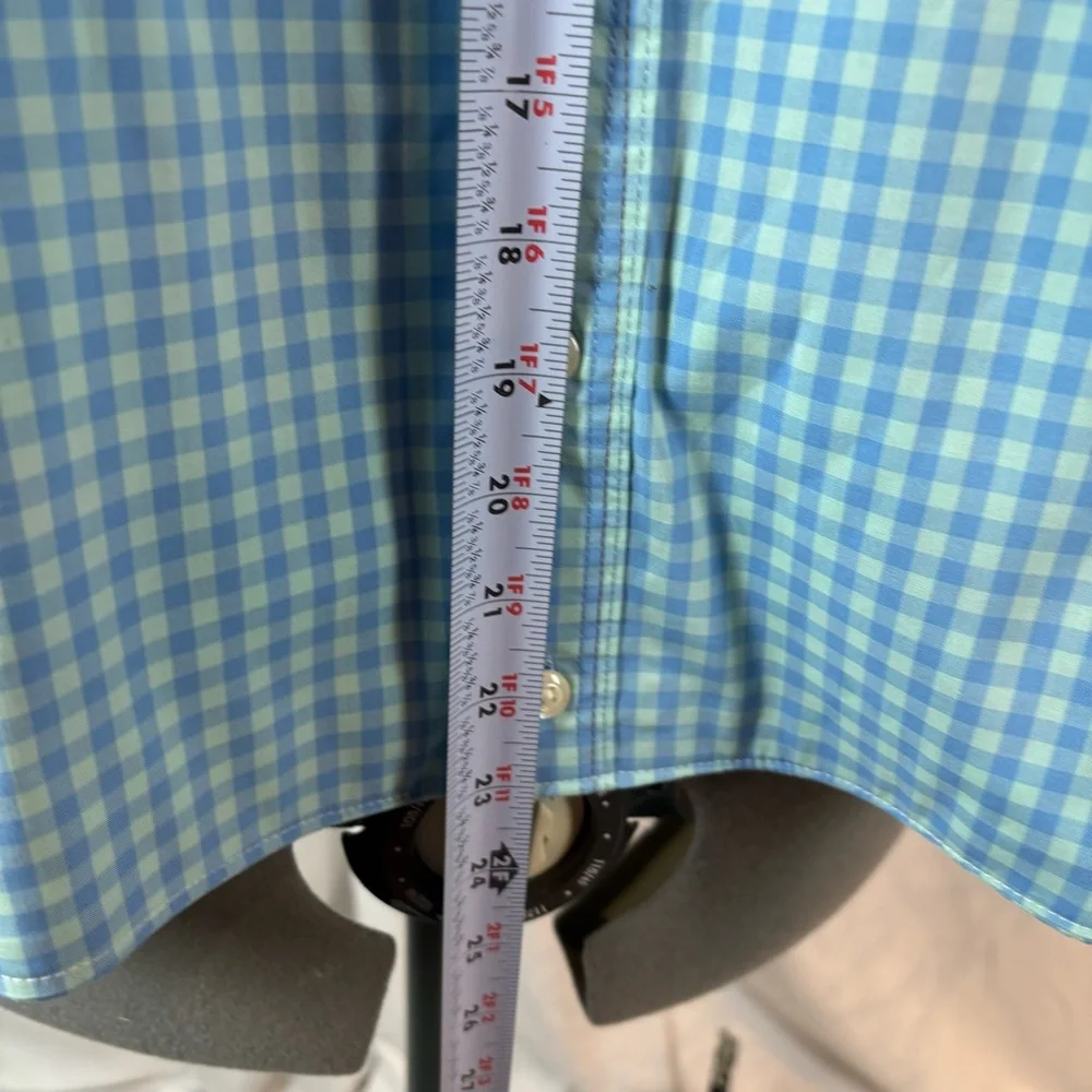 Bib For Adult | Handcrafted Dignity Cover | Aqua Plaid Button-Up ‎ | 19